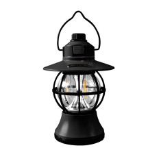 Lampa de camping retro portabila, Felinar Vintage LED ABS, Acumulator inclus 1200 mAh, reincarcabila, 20 cm inaltime, 3 moduri de iluminare, intensita foto