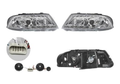 Set faruri tuning VW Passat Sedan+Combi (B5 (3B GP)) 11.2000-01.2005 BestAutoVest partea Dreapta+Stanga daytime running light, tip bec H1+H1, transpa foto