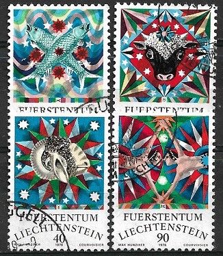 B0806 - Lichtenstein 1976 - Zodiac 4v. stampilat,serie completa foto