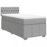 Cumpara ieftin Pat continental cu saltea, gri deschis, 80x200 cm, textil