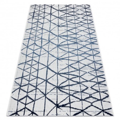 Covor COLOR 47278306 SISAL linii, triunghiuri bej / albastru, 140x200 cm foto
