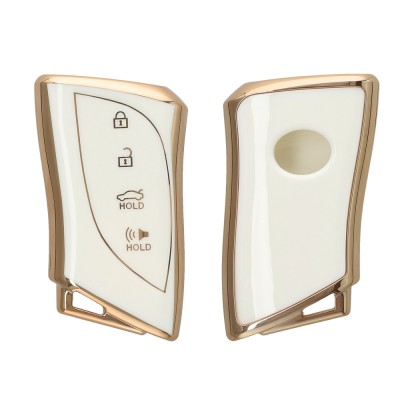 Husa Cheie Auto Kwmobile pentru Lexus Smart Key, Alb/Auriu, Silicon, KWM0000256H002C foto
