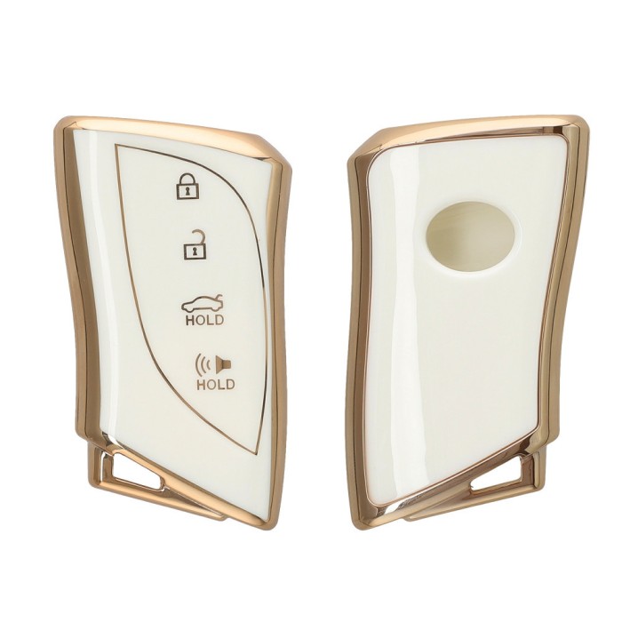 Husa Cheie Auto Kwmobile pentru Lexus Smart Key, Alb/Auriu, Silicon, KWM0000256H002C