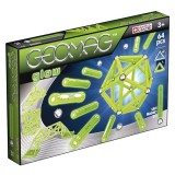 Set de constructie cu piese magnetice fosforescente, GEOMAG GLOW, 64 piese