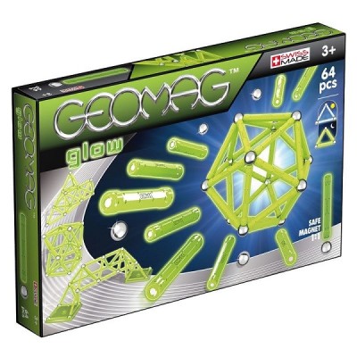 Set de constructie cu piese magnetice fosforescente, GEOMAG GLOW, 64 piese foto