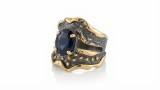 Cumpara ieftin Inel Masiv din Argint 925 Patinat E i Aur Cubic , Volcanic Crown Majesty