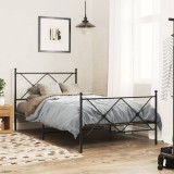 VidaXL Cadru pat metalic cu tăblii de cap/picioare, negru, 100x190 cm 376514