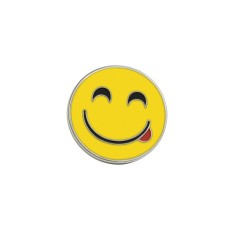 Set 3 ornamente auto smiley cromate din metal, 36 mm, autocolante (XT-10)