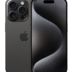 Telefon Mobil Apple iPhone 15 Pro, LTPO Super Retina XDR OLED 6.1inch, 128GB Flash, Camera Tripla 48 + 12 + 12 MP, Wi-Fi, 5G, iOS (Negru)
