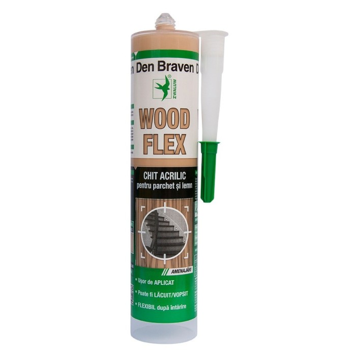 Chit acrilic pentru parchet si lemn, Den Braven Woodflex, pin, 280 ml