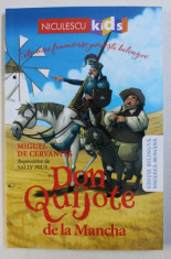 DON QUIJOTE DE LA MANCHA de MIGUEL DE CERVANTES , repovestire de SALLY PRUE , ilustratii de ANDY ELKERTON , EDITIE BILINGVA ENGLEZA - ROMANA , 2018 foto