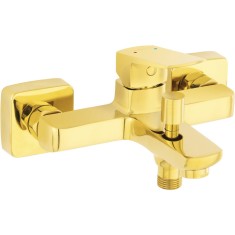 Baterie cada pentru perete Ferro Vitto VL, monocomanda, comutator automat blocabil, cartus ceramic, aerator, limitator debit apa la dus, racord excent
