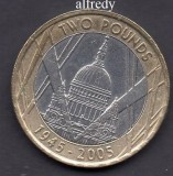 Anglia, Marea Britanie, 2005 2 Pounds, Comemorativa, WW II, St. Paul&#039;s Church