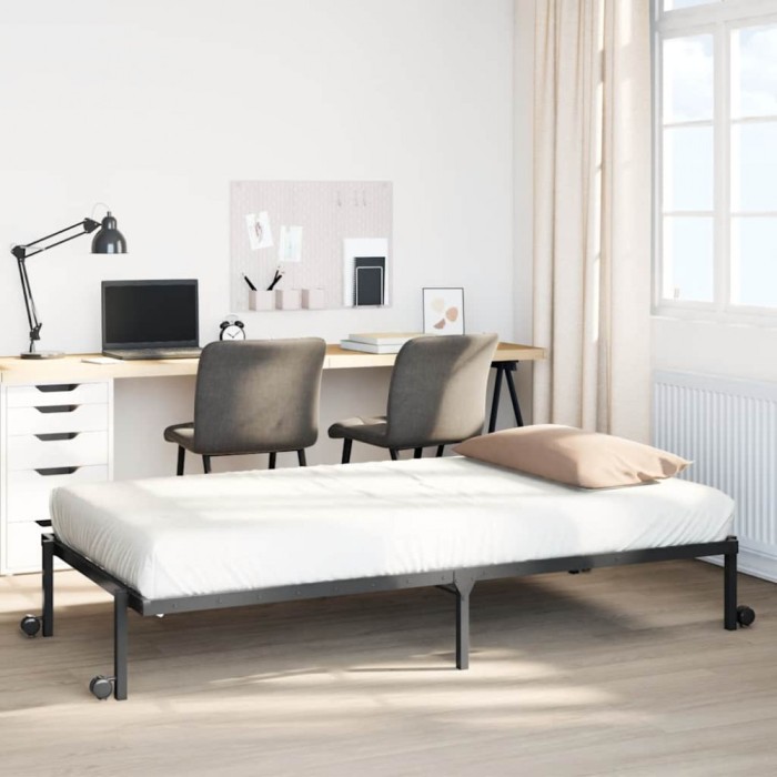 vidaXL Cadru de pat fără saltea Pliabil Negru 90x190 cm Oțel 4103959