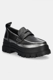 Buffalo mocasini Aspha Loafer Vntg femei, culoarea gri, cu platforma, 1624083-PEW