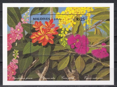 Maldive 1992 - Flori Nationale, Colita, MNH foto