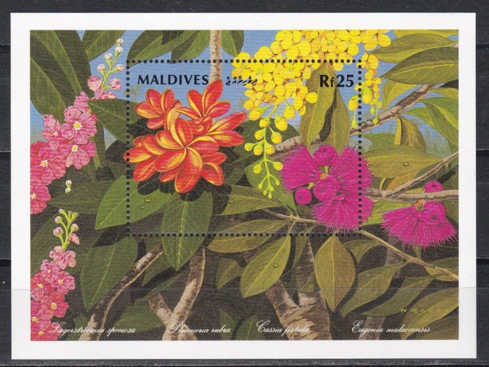Maldive 1992 - Flori Nationale, Colita, MNH
