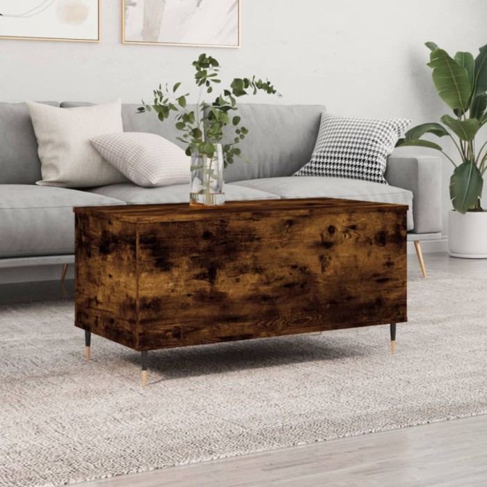 vidaXL Măsuță de cafea, stejar fumuriu, 90x44,5x45 cm, lemn compozit 830969