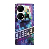 Husa compatibila cu Huawei Nova Y70 model Charged Creeper Minecraft, Silicon, TPU, Viceversa, Transparent, Carcasa
