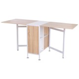 Masa pentru sufragerie/living, extensibila, MDF, metal, alb si stejar, 3 rafturi interioare, 33-169x62x75 cm, ART