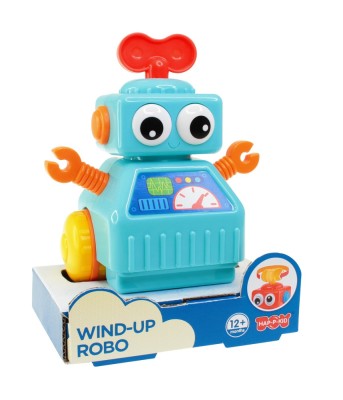 Jucarie interactiva - Robotel cu cheita (albastru) PlayLearn Toys foto