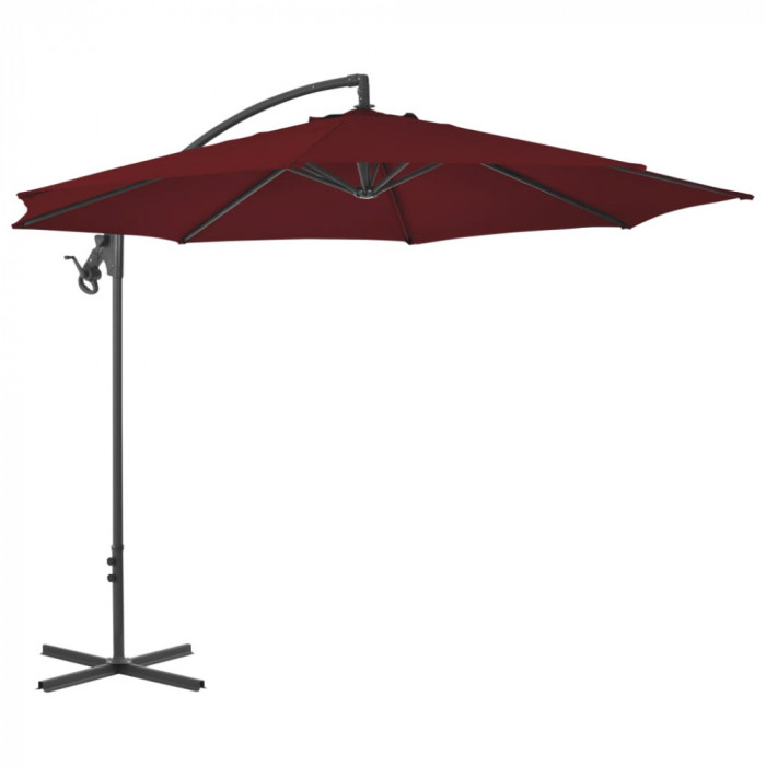 Umbrela suspendata cu stalp din otel, rosu bordo, 300 cm GartenMobel Dekor