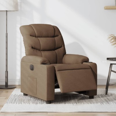 Gossi fotoliu rabatabil electric, maro, material textil foto