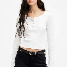 AllSaints bluza BENNY LS TEE femei, culoarea alb, neted, WM540Z