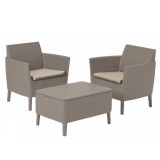 Cumpara ieftin Set mobilier de grădină pentru balcon Salemo, 2 fotolii cu măsuță - cappuccino/nisip