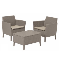Set mobilier de grădină pentru balcon Salemo, 2 fotolii cu măsuță - cappuccino/nisip