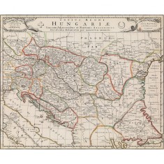 Harta Transilvania, Tara Romaneasca (Valahia), Moldova, 1695, 50x60cm, repro