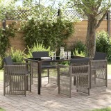 vidaXL Set de masă pentru grădină 5 pcs Gri Rattan poli