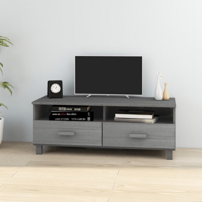 vidaXL Comodă TV, gri &icirc;nchis, 106x40x40 cm, lemn masiv de pin