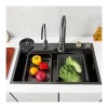 Set Chiuveta Bucatarie cu Baterie cu Dus Extractibil si Accesorii, Multifunctionala din Inox, 750 x 460 mm