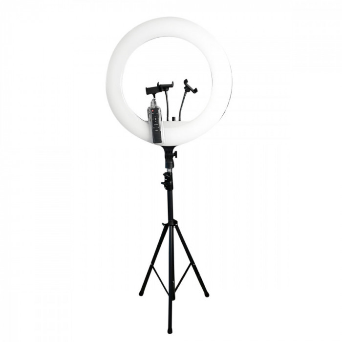 Lampa circulara cu trepied, Led RL21, USB, suport telefon, selfie