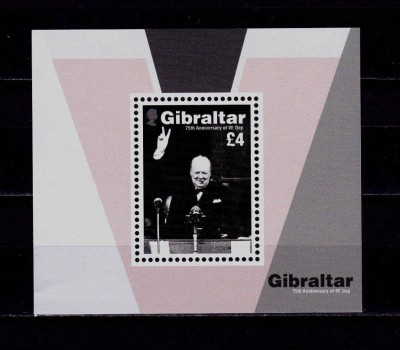 ✅(C41)Gibraltar 2020-75 de ani Ziua Victoriei WWII /Churchill ,bl. 141,&amp;pound;4.00,MNH foto