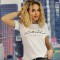 U830-2 Tricou casual cu imprimeu text &quot;chic forever&quot;