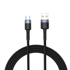 Cablu de date Tellur USB to Type-C cu LED 2m Black foto