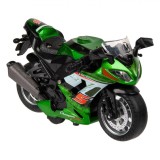 Motocicleta cu lumini si sunete, Pull Back, 12 cm, Verde, Avaleea