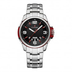 Ceas barbatesc de mana Naviforce Cronograf Casual Quartz Analog Fashion Elegant Argintiu Negru