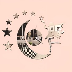 Ceas Decorativ Sticker, Fara Zgomot, Semiluna