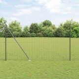 &Icirc;mprejmuire Euro cu 7 st&acirc;lpi cu v&acirc;rfuri 1.5x10 m Oțel galvanizat Gri