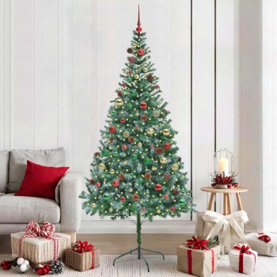 vidaXL Brad de Crăciun artificial cu 300 LED Verde 210 cm PVC și Oțel 3396731 foto