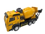 Camion betoniera galben cu lumini si sunete, tambur rotativ, jucarie constructii pentru copii