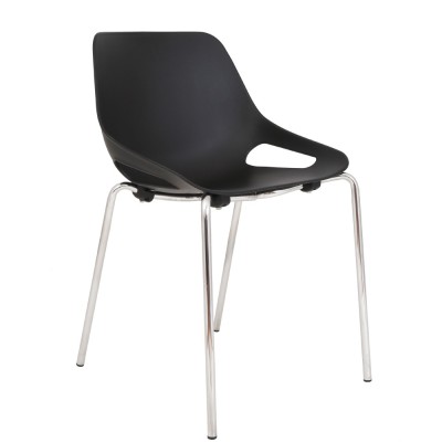 SCAUN Q5 - CADRU CROMAT - NEGRU foto
