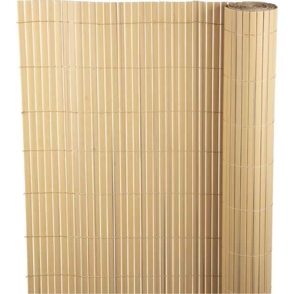 Paravan Decorativ Mercaton din PVC, Imitatie Bambus Natural, pentru Delimitare Spatii Exterioare, Rezistent UV, 1300 g/m2, 3 x 1 m, Maro