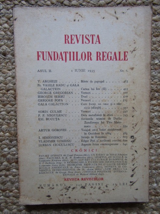 Revista Fundatiilor Regale - Anul II 1 IUNIE 1935 Nr. 6
