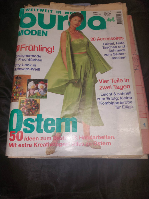 Revista de moda BURDA-originala-luna 3/1995,de colectie,in Germana,supli.Romana