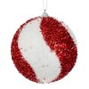 Ornament Brad Crăciun, Glob Spumă, Dungi Candy, Roșu-Alb, 15 cm, Oem