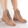 Ghete Dama Imblanite Bej Piele Ecologica Intoarsa Mihori Toc 4cm Platforma 2cm Marimea 39